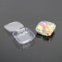 Ensemble d'assiettes et de bols en plastique PET RPET jetables de 10oz avec bols et assiettes à couvercle transparent verrouillable et articulé