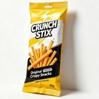 Sachet personnalisé imprimé 30g pour snacks, scellé au dos, en plastique, qualité alimentaire, anti-humidité, pour friandises croustillantes et frites
