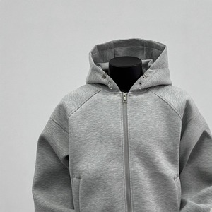 Sudadera con cremallera lavada personalizada 480g estilo americano Boxy Unisex liso en blanco Color sólido sudadera sudaderas con capucha de doble capa para hombres - Product Image 3