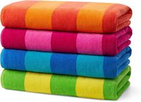 Kaufman Soft Oversized Summer Beach Towels 29x58" Rectangle Velour Striped Absorbent Quick-Drying 100% Cotton Thick