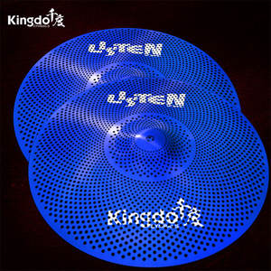 2026 Kingdo ขายตรงจากโรงงาน ราคาถูก 5 ชิ้น ไซม์บัลล์ฝึกซ้อมแบบเงียบ สีน้ำเงิน ขนาดเล็ก ชุบนิกเกิล สำหรับชุดกลอง - Product Image 2