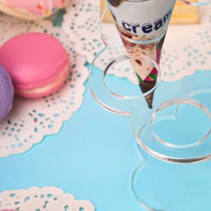 Pajangan kerucut krim 8 lubang bentuk bunga akrilik, pajangan kerucut Multi kisi dan rak penyimpanan - Product Image 3