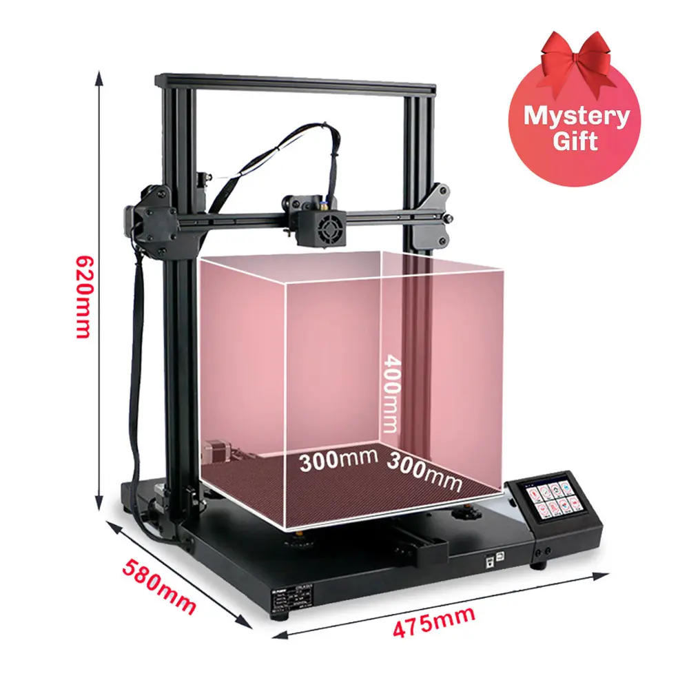 Factory Original 300 x 300 x 400 mm Large Print Size LCD 3.5 Inch Touch Screen FDM Filament 3D Printer With High Accuracy