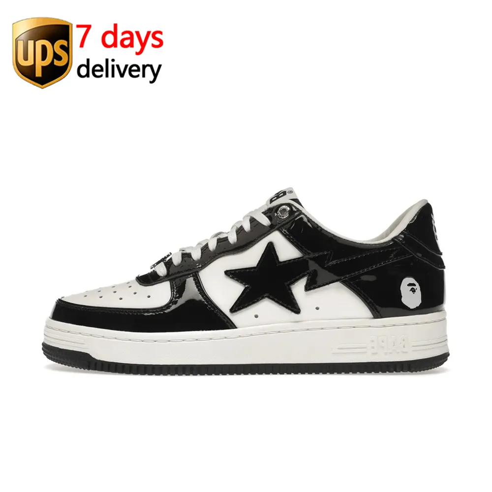2022 Top Quality Bapesta Shoes Patent leather casual sneakers vibe street contrast leather sneakers bape shoes