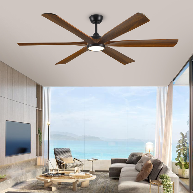 New Ultra Quiet BLDC Motor 60" Ceiling Fan Dimmable LED Light Remote Control 6 Wood Blades High Airflow Electric Household