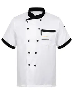 Leggero cotone estate personalizzato uomo manica corta Chef cappotto giacca cucina abbigliamento da lavoro cuochi uniforme ristorante Chefwear