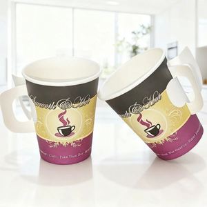 Custom Size Unique Arabic 8oz Packaging Cafe Cup logo Black Printed Cups with Handles Coffee Shop Products Vasos 9oz De Carton - Product Image 5
