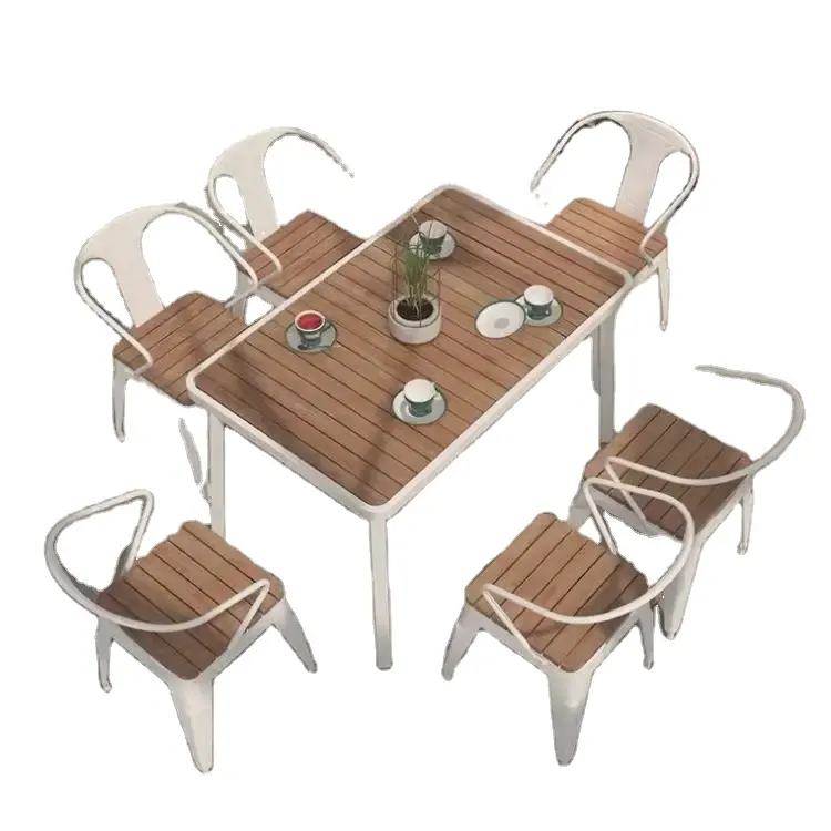 JXT Popular Square dining table chairs wood 4 seater dining table and chairs for Outdoor