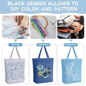 Custom Logo Extra Large <b>Canvas</b> Tote Bag Heavy Duty Reusable Cotton Shopping <b>Beach</b> Grocery Carryall Bag with Wide Bottom - Product Image 4