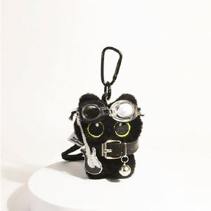 Porte-clés Peluche Chat Noir Mignon avec Écharpe, Jouet Doux en Peluche, Pendentif Adorable pour Sac d'École, Décoration, Cadeau pour Couple - Product Image 6
