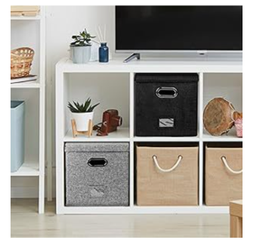 Eco-Friendly Fabric Clothing <b>Storage</b> <b>Box</b> Square Folding Design with Dust-Proof <b>Canvas</b> Holds 35L Capacity Classic Style - Product Image 6