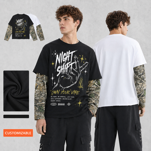 Camiseta de Algodón Grueso de 320 g/m² al por Mayor, Camiseta Gráfica Oversize con Hombros Caídos, Estilo Urbano, Logotipo Personalizado, Camiseta para Hombre - Product Image 2