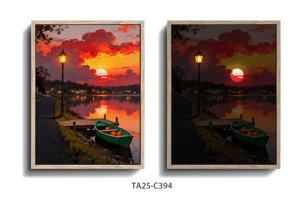 Stampe su tela con cornice: Splendido tramonto sul fiume Olanda, ideale come decorazione da parete per la casa - Product Image 6