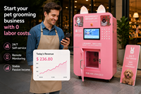 Máquina expendedora de lavado de mascotas de autoservicio Grey Ear, cabina de aseo automática para perros operada con monedas, baño interior/exterior 304