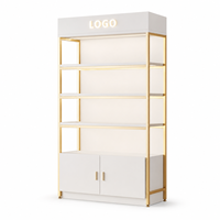Étagère de présentation LED robuste pour vitrine de magasin, décoration intérieure, boutique, présentoir lumineux, organisateur de rangement à 4 niveaux