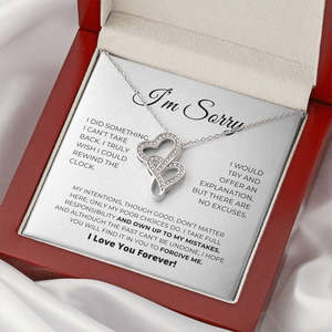 Collar con Colgante Clásico de Corazones Entrelazados de Cobre con Tarjeta de Texto Personalizado - Regalo de Perdón y Compasión para Parejas - Product Image 4