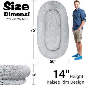 เตียงสุนัขขนาดใหญ่สำหรับสุนัขพันธุ์ใหญ่ เตียงสุนัขขนาดเท่าคน เตียงบีนแบ็ก 3 มิติ แบบถอดประกอบได้ สีเทาไล่ระดับ - Product Image 3