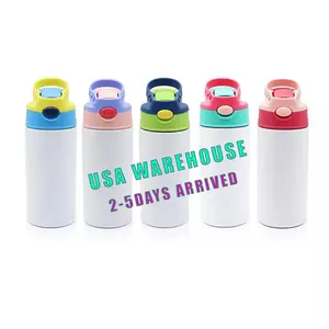 USA Warehouse Kostenloser Versand 12oz Edelstahl Sublimation Blank Straight Kinder Sublimation Trinkbecher Becher Wasser flasche