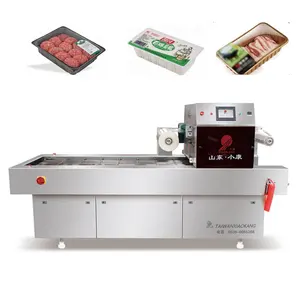 Automatic continuous vaccuum MAP tray sealing machine for premade dishes fruit vacuum packing machine