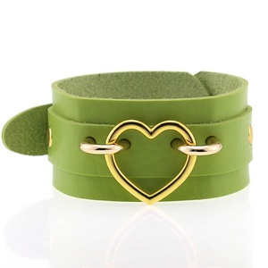 Woman <strong>Man</strong> Punk Goth Double Layer PU Leather Wrist Bracelet Heart Buckle Anime Sexy Bondage <strong>Bangles</strong> - Product Image 6