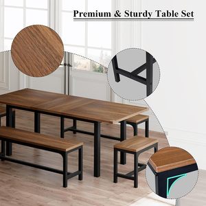 Bộ bàn ăn 5 món dành cho 6-10 người, bộ bàn bếp có thể mở rộng lớn 63 "với 2 ghế vuông và 2 ghế dài, phòng ăn - Product Image 2