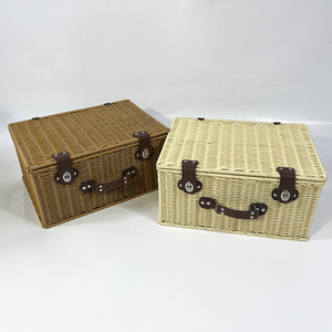 Huangtu panier de pique-nique tissé à la main PP paniers en osier de rotin en plastique pour 2 personnes ensemble pour boîte de rangement de <span class=keywords><strong>Camping</strong></span> en plein air - Product Image 4