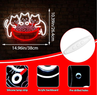 Lampes personnalisées à LED rétroéclairées fluorescentes Ramen Cat, à intensité variable, alimentées par batterie, étanches IP54, affichage animé pour restaurant