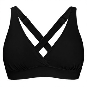 Sujetadores deportivos de yoga y gimnasio de talla grande, de dos piezas, con diseño sencillo, tirantes cruzados en la parte delantera y almohadillas extraíbles, de alto soporte. - Product Image 3