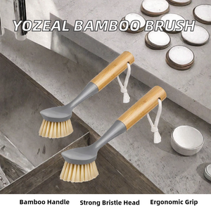 Eco Friendly Bamboo Kitchen Cleaning <b>Brush</b> Dish <b>Scrub</b> <b>Brush</b> Pot Pan Scrubber Handheld Dishwashing <b>Brush</b> OEM - Product Image 2