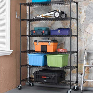 Móvil de recubrimiento en polvo de alambre de <span class=keywords><strong>rack</strong></span> 6-de estante de acero ajustable estanterías de alambre pesado estanterías de alambre con ruedas - Product Image 2