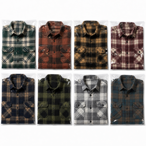 Chemise en flanelle à carreaux pour homme, manches longues, col rabattu, décontractée, automne, tissée, 100% coton, double brossage, respirante, anti-plis - Product Image 6