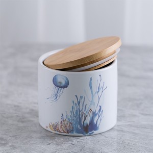 Medusa de algas marinas de cerámica de diseño de almacenamiento harina frasco con la tapa de Bambú - Product Image 4