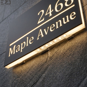 Insegna Personalizzata in Acciaio Inox <span class=keywords><strong>con</strong></span> Retroilluminazione LED, Controllo Touch, Impermeabile IP65, Alimentazione AC per Dormitori e Residenze - Product Image 2