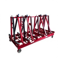Présentoir vertical pour dalles de pierre, marbre, carreaux grand format, verre, sur pied, mobile, en acier, pour transport, rouge