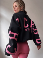 Sweat-shirt à col montant pour femme avec logo personnalisé, coupe décontractée, en molleton de coton brodé, pull oversize