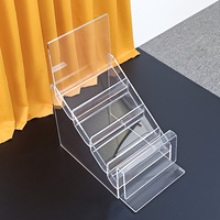 Présentoir de Comptoir à 4 Niveaux en Acrylique Transparent pour Cartes de Vœux, Cartes Postales et Portefeuilles – Organisateur Idéal pour Magasins, Boutiques et Décoration de Bureau