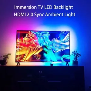 Lampu Latar PC TV Imersi Bekerja dengan Kotak TV HDMI Wifi Sinkronisasi Musik Kompatibel dengan Alexa Asisten Google Lampu Strip LED Pintar