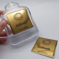 Autocollant en métal écologique avec logo personnalisé, adhésif, en relief, pour flacons de shampooing, de parfum et de rouge à lèvres