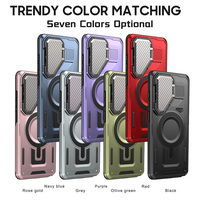 Étui magnétique antichoc en TPU et PC pour Samsung Galaxy S26 Ultra avec cache-caméra dissimulé et support, protection intégrale compatible A56