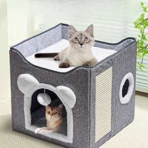 Fabrika fiyat yeni varış katlanabilir yıkanabilir kedi mağara sıcak kedi yatak ev kapalı Scratch Pad ile - Product Image 4