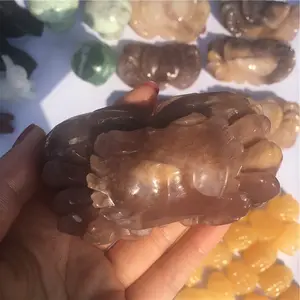 Wholesale Natural Gold Wire Jade Quartz Crab Hand Carved Crystal For Home Decoration Crystal Gift Reiki