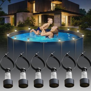 Lampe de piscine à énergie solaire, étanche, avec attache de câble, lumière nocturne automatique pour l'extérieur, pour cour - Product Image 1