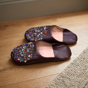 Mules pour femmes en cuir véritable perlé avec motif floral multicolore, bout pointu, souples, pour l'intérieur, printemps, toutes saisons - Product Image 2