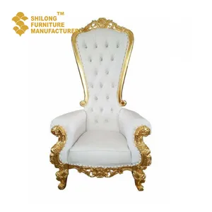 SL-GWY-B002 Factory Wholesale King and Queen High Back Cheap Gold Throne Seat Royal Luxury Wedding Chair Groom and Bride