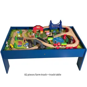 COMMIKI Early Education Puzzle Wooden Toy Track Table Game Table Box Thomas Little Train Patchwork Track Table Wholesale