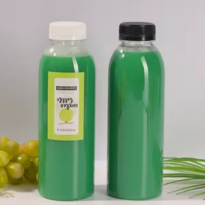 Bouteilles de jus en plastique PET rondes et écologiques vides de 16 oz, bouteille de lait jetable transparente réutilisable de 500 ml avec bourreur noir Evid