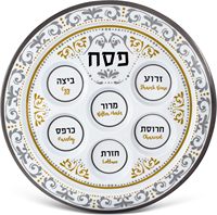 Ensemble de plats de Seder de Pâque Judaïca de taille standard, en mélamine blanche, faits à la main, modernes, écologiques et de haute qualité, avec symboles