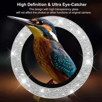 Protection d'objectif en verre scintillant pour Samsung Galaxy S25 S24 Ultra S23+ Plus FE, avec anneau métallique brillant pour capuchon d'objectif arrière S25 Ultra