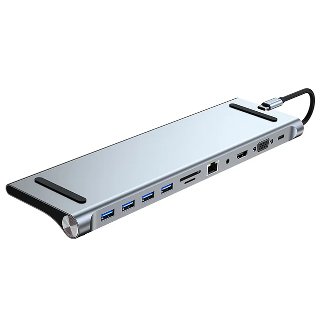 11-In-1 Type C USB-C Multiport Docking Station 4K PD 100W USB 3.0 RJ45 for HDMI Macbook SD/TF for Laptop with Stock Product