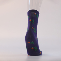 Chaussettes mi-hautes tendance en coton pour hommes, brodées, antibactériennes, à motifs animaux, couleurs contrastées, pour l'automne